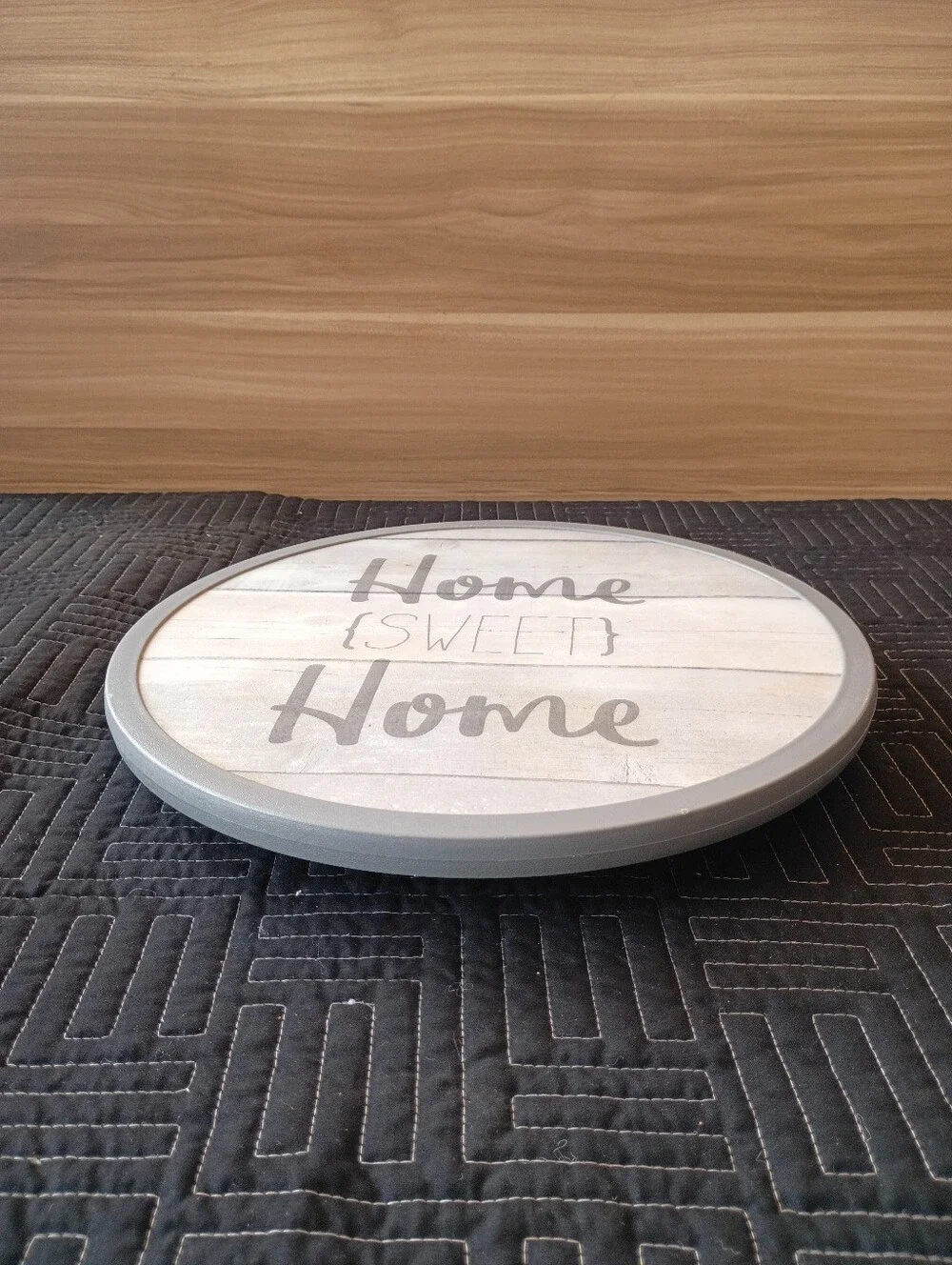 Home Sweet Home Round Wall Decor - Gray and White